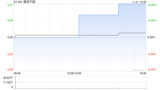 唐宫中国将于11月17日派发中期特別股息每股0.025港元