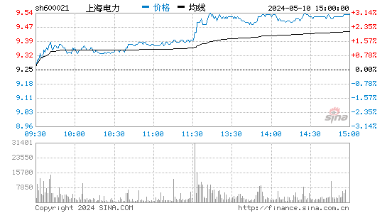 600021上海电力股价分时线,今日股价走势