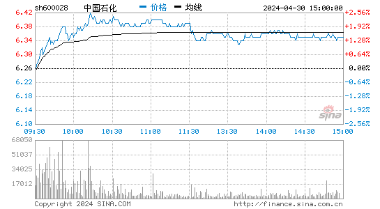 中国石化2023-06-06分时图