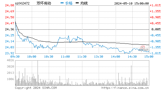 '002472双环传动日K线图,今日股价走势'