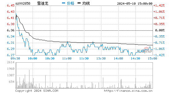 002658雪迪龙股价分时线,今日股价走势