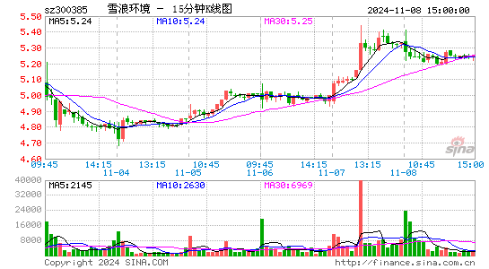 雪浪环境[300385]今日股票行情_个股行情_k线图走势