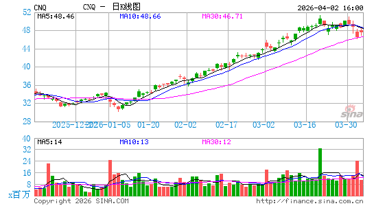 加拿大自然资源公司日K线图